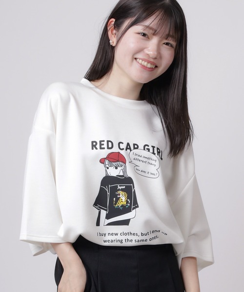 HANITA 売れ筋商品|||ハニタ Tシャツ トップス レディース Tops Red RED CAP GIRL tシャツ 「70」「RCG」JAPAN ART SAKURA/HANABI