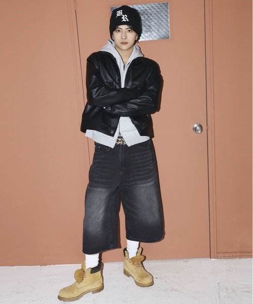 SPINNS ジーンズ ヴィンテージ加工バギーデニムジョーツ/ハーフデニム