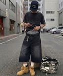 ワイドパンツ ハーフパンツ ジーンズ 短パン ...の詳細画像2