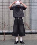 ワイドパンツ ハーフパンツ ジーンズ 短パン ...の詳細画像1
