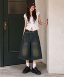 ワイドパンツ ハーフパンツ ジーンズ 短パン ...の詳細画像4
