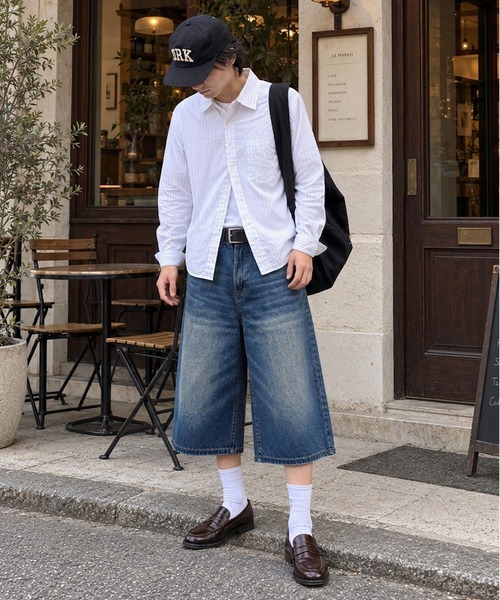 SPINNS（スピンズ） ワイドパンツ ハーフパンツ ジーンズ 短パン