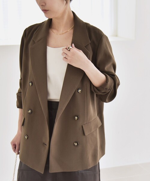 SENEE 新品未使用　Sサイズ　ブラウン ダブルブレスト テーラードジャケット quaranciel ジャケット テーラードジャケット quaranciel:「手洗い可能