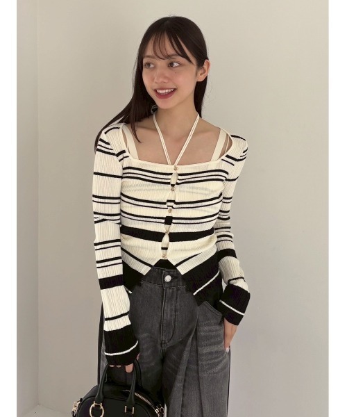 美品✨ FRAY I.D フレイアイディー リブカーデ＆ニットキャミアンサンブル FRAY I.D（フレイアイディー）の「リブカーデ＆ニットキャミ