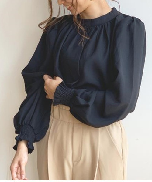 cammie ブラウス シャツ ハイネックボリュームスリーブギャザー