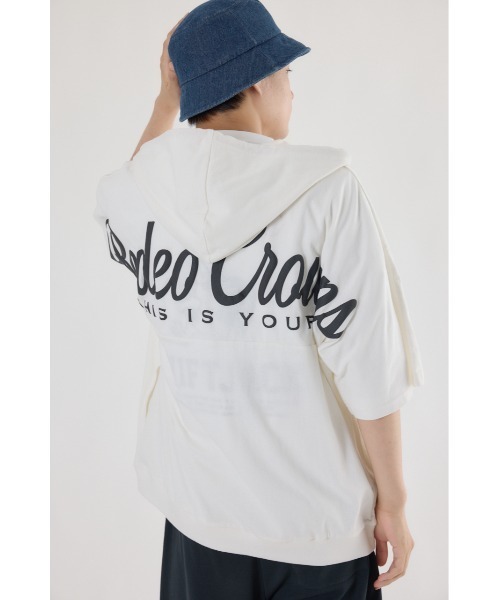 RODEO CROWNS WIDE BOWL パーカー ハーフスリーブロゴZIP