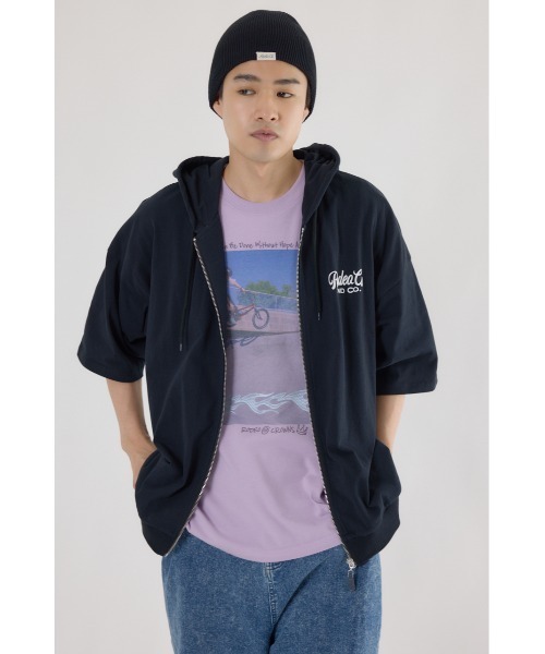 新品 ロデオクラウンズ ワイドボウル FILA×PEAC ハーフジップパーカー RODEO CROWNS WIDE BOWL パーカー ハーフスリーブロゴZIP