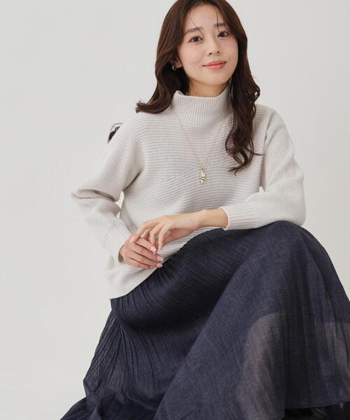 クード シャンス（COUP DE CHANCE）/【手洗い可／ウエストゴム】デニム柄プリントのプリーツスカート COUP DE CHANCE（クードシャンス） スカート 「手洗い可／ウエストゴム