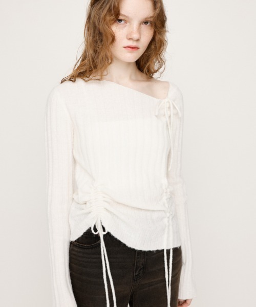 SLY ニット セーター 「2025AW」GATHER RIBBON KNIT TOPS