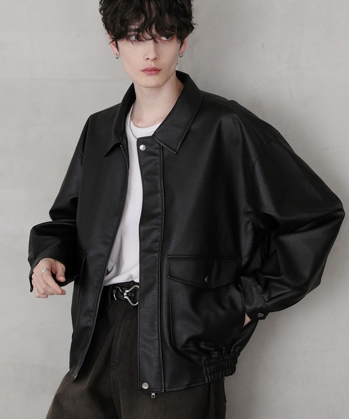 ASTRONOMY ブルゾン アウター ヴィンテージ加工 PU合皮 A-2ショート