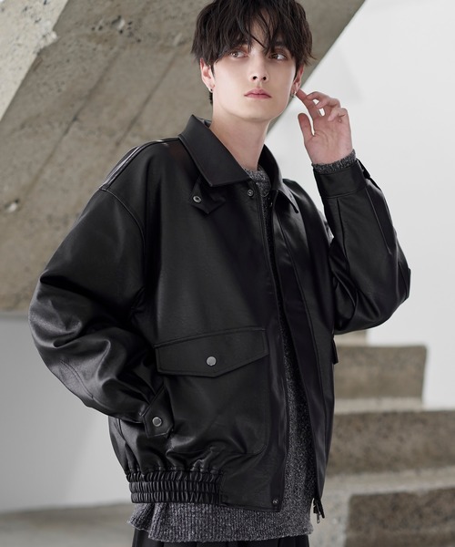 ASTRONOMY ブルゾン アウター ヴィンテージ加工 PU合皮 A-2ショート