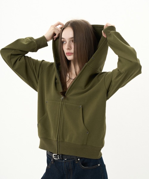 BENUA パーカー Patchwork logo zip hoodie/パッチワークロゴジップ