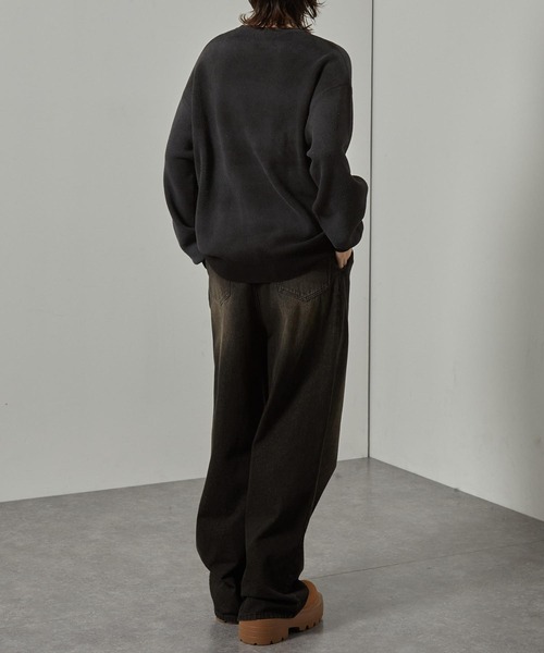 セーター ニット 「Alfred Alex」ヴィンテージ加工ラバースプレーグラデーションプルオーバーニット メンズ レディース | ブランド登録なし | 10