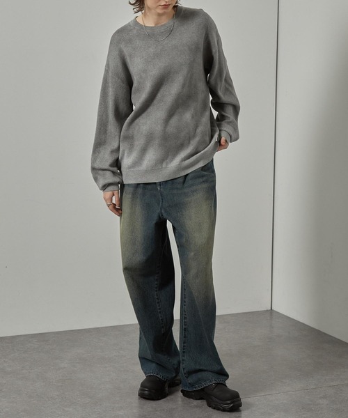 セーター ニット 「Alfred Alex」ヴィンテージ加工ラバースプレーグラデーションプルオーバーニット メンズ レディース | ブランド登録なし | 22