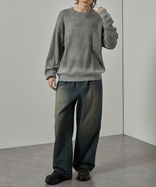 セーター ニット 「Alfred Alex」ヴィンテージ加工ラバースプレーグラデーションプルオーバーニット メンズ レディース | ブランド登録なし | 23