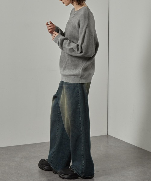 セーター ニット 「Alfred Alex」ヴィンテージ加工ラバースプレーグラデーションプルオーバーニット メンズ レディース | ブランド登録なし | 24