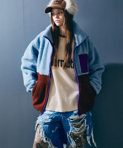 RNA（アールエヌエー） ブルゾン アウター J2163 マルチカラーボア