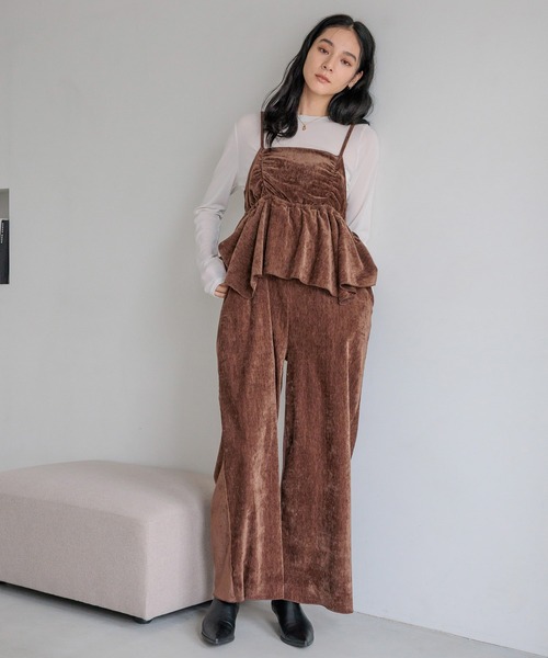 LOWRYS FARM（ローリーズファーム） サロペット オーバーオール ベロア 