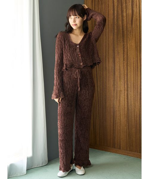 【送料無料】 ジェラートピケ レディース フェザー柄編みロングパンツ ジェラピケ パジャマ ルームウェア gelato pique gelato pique（ジェラートピケ） パジャマ ルームウェア フェザー柄