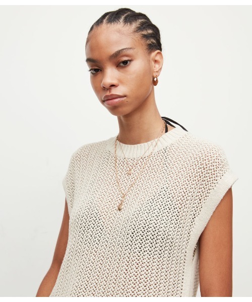 「ALLSAINTS」 半袖ニット X-SMALL ホワイト レディース_画像4