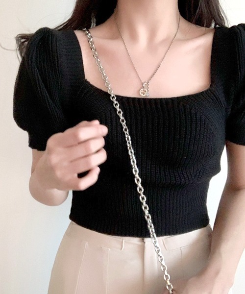 「Riff」 半袖ニット FREE ベージュ レディース_画像5