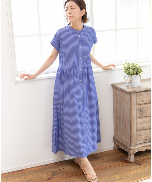 「PREFERIR」 半袖ワンピース MEDIUM ブルー レディース_画像2