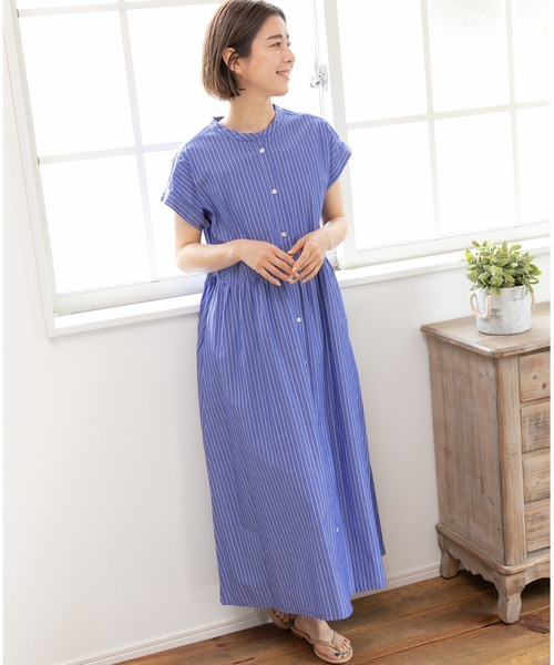 「PREFERIR」 半袖ワンピース MEDIUM ブルー レディース_画像3