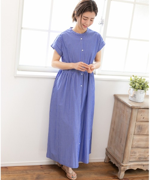 「PREFERIR」 半袖ワンピース MEDIUM ブルー レディース_画像5