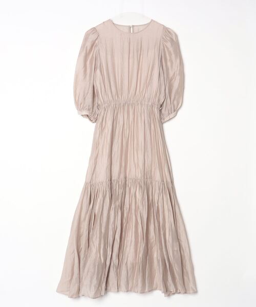 アブストラクトパターンワンピース ベージュ アニュアンス ※インナー無 アニュアンス anuans キュプラコットンワンピース （BROWN