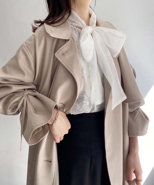 「one after another NICE CLAUP」 トレンチコート LARGE アイボリー レディース_画像9