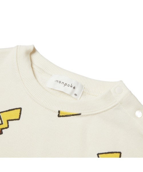 トレーナー monpoke モンポケ 総柄 はみだしアップリケ ピカチュウ