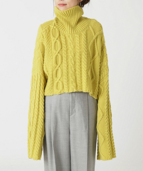 「ELIN」 タートルネックニット FREE イエロー レディース_画像3