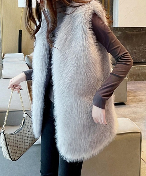 美品✨セオリー エコファー フェイク 毛皮 ジレ ベスト クリーニング済 L ベスト ジレ フェイクファーベスト レディース : ZOZOTOWN Yahoo!店