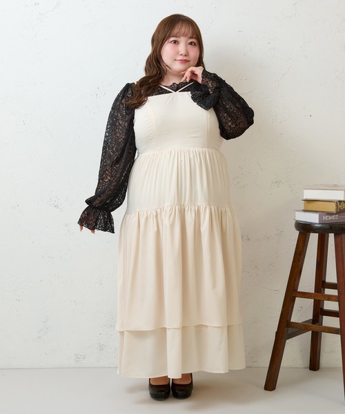 Louiosy（ルオシー） ワンピース 「大きいサイズ」2段フリルティアード