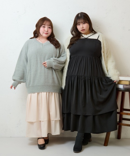 Louiosy（ルオシー） ワンピース 「大きいサイズ」2段フリルティアード