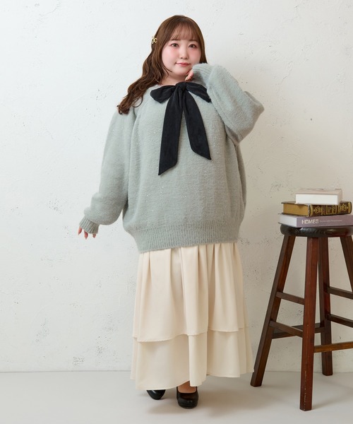 Louiosy（ルオシー） ワンピース 「大きいサイズ」2段フリルティアード