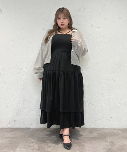 Louiosy（ルオシー） ワンピース 「大きいサイズ」2段フリルティアード