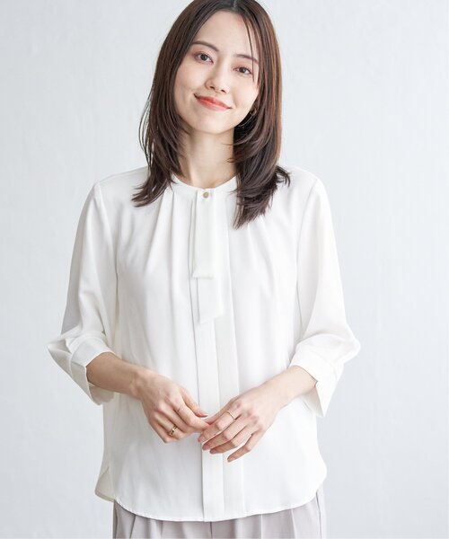 「IKKA LOUNGE」 7分袖ブラウス M ブルー レディース_画像2