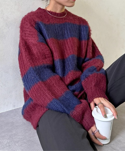 「CPCM」 長袖ニット MEDIUM ネイビー メンズの画像3