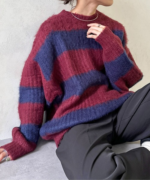 「CPCM」 長袖ニット MEDIUM ネイビー メンズの画像4