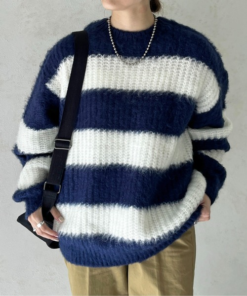 「CPCM」 長袖ニット MEDIUM ネイビー メンズの画像6