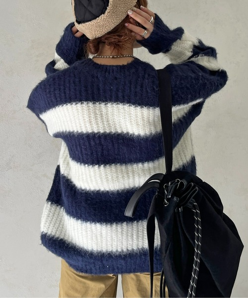 「CPCM」 長袖ニット MEDIUM ネイビー メンズの画像9