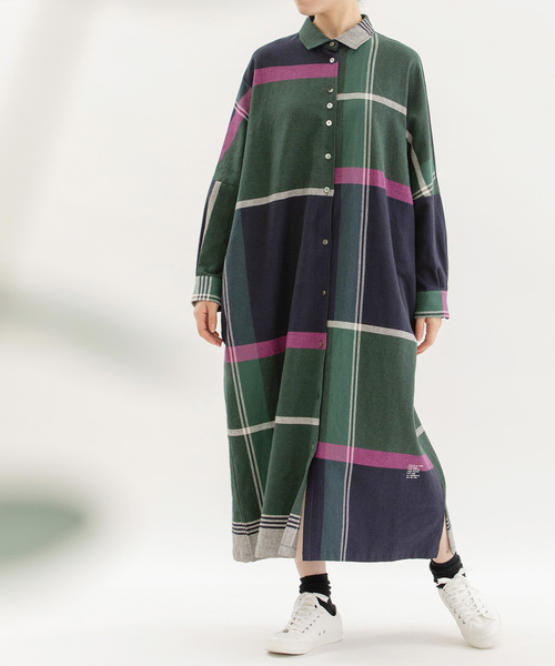 「nop de nod」 シャツワンピース M ダークグリーン レディースの画像