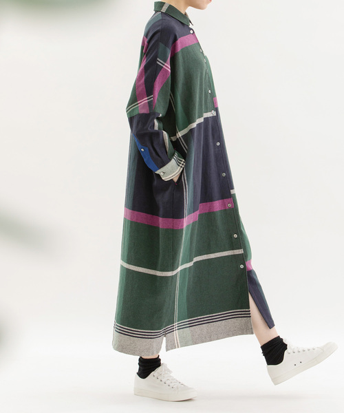 「nop de nod」 シャツワンピース M ダークグリーン レディースの画像
