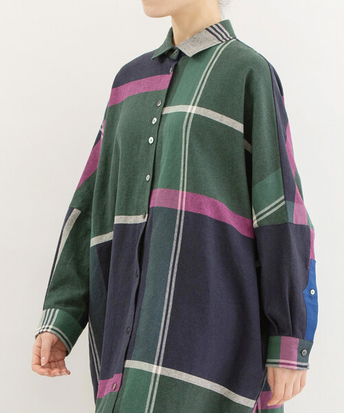 「nop de nod」 シャツワンピース M ダークグリーン レディースの画像
