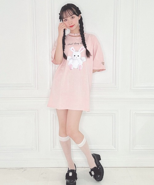 「Honey Cinnamon」 半袖Tシャツ FREE ブラック レディース_画像2