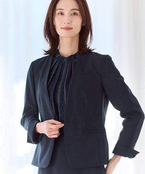 ✨新品✨Reflect リフレクト ノーカラージャケット ラメ ネイビー （M） ✨新品✨Reflect リフレクト ノーカラージャケット ラメ ネイビー （M