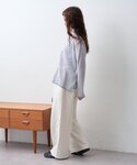 ブラウス シャツ 襟付きプリーツカットレースシ...の詳細画像2
