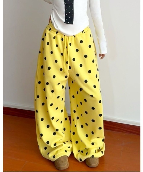SHEENA（シーナ） ワイドパンツ スウェットパンツ ジャージ 「裾ドロー