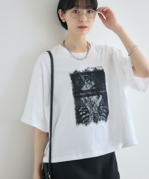tシャツ TRANOI.  レースワイドTシャツ レディース